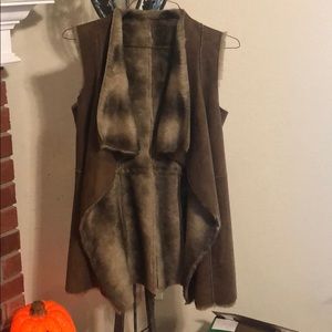 Faux fur leather vest